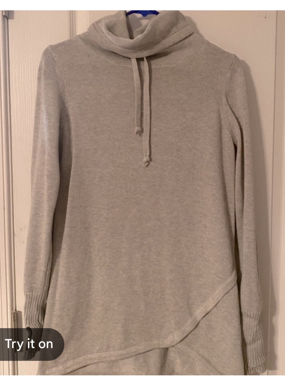 Cozy Women's Light Gray Cowl Neck Sweater Tunic